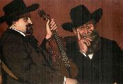 Jozsef Rippl-Ronai My Father and Lajos with Violin oil painting